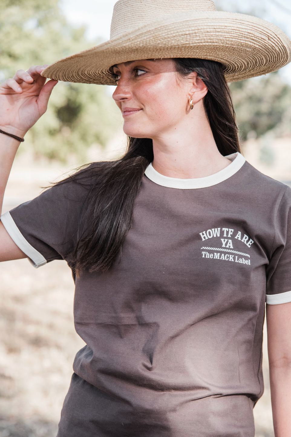 The MACK Ringer Tee (brown with cream trim)